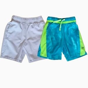 Boy's Russel shorts bundle size 8 medium bright teal blue neon green and gray